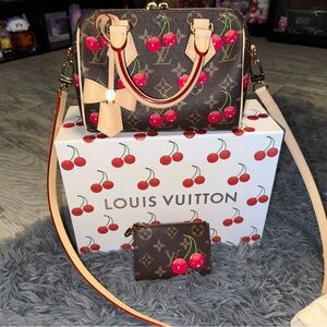 LouisVuitton X Takashi Murakami Cerises/Cherry Speedy Bandoulière20 &Lisa wallet